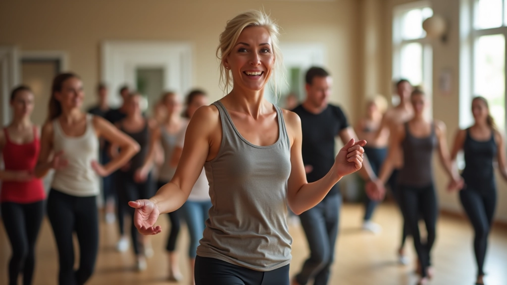 Skupina tanečníků v taneční sále připravující se na bachata workshop s instruktorem